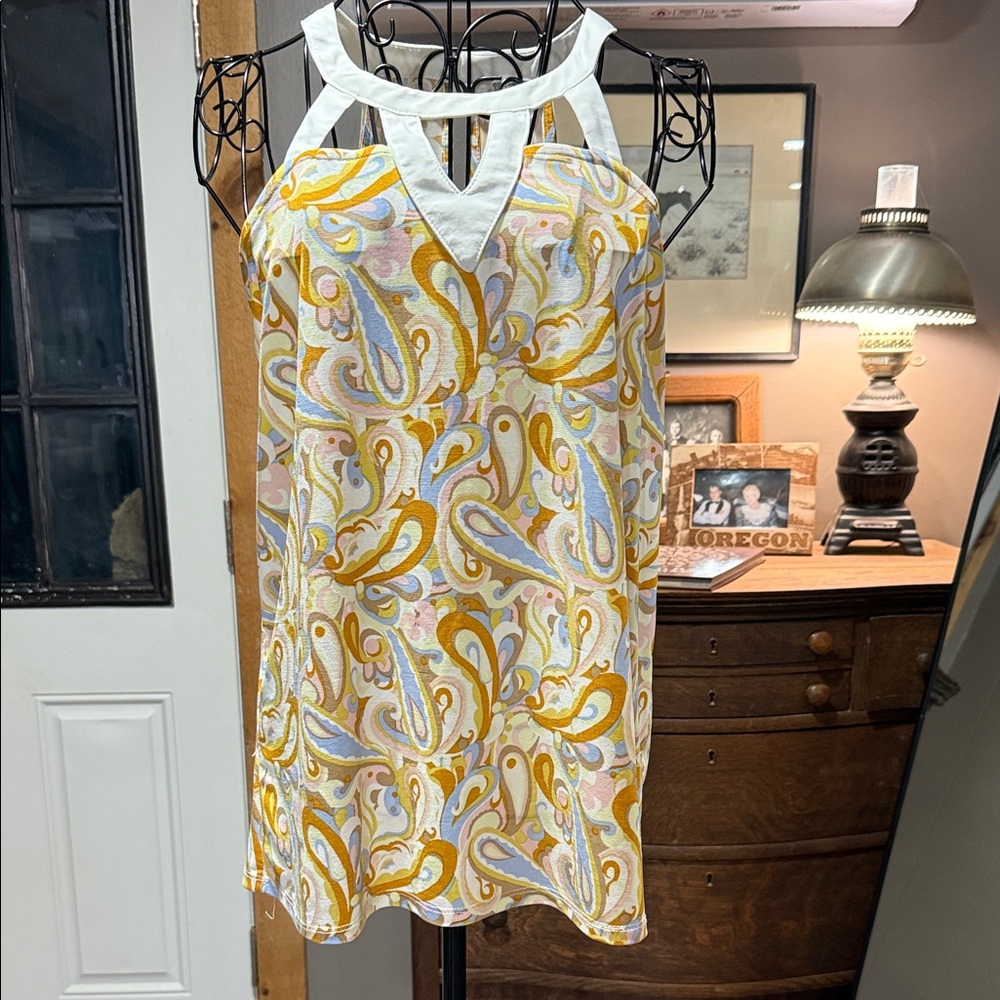 Late August Yellow and White Swirl Dress